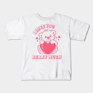 Valentine's Day Retro 80s I Love You Beary Much Pink Bear Kids T-Shirt